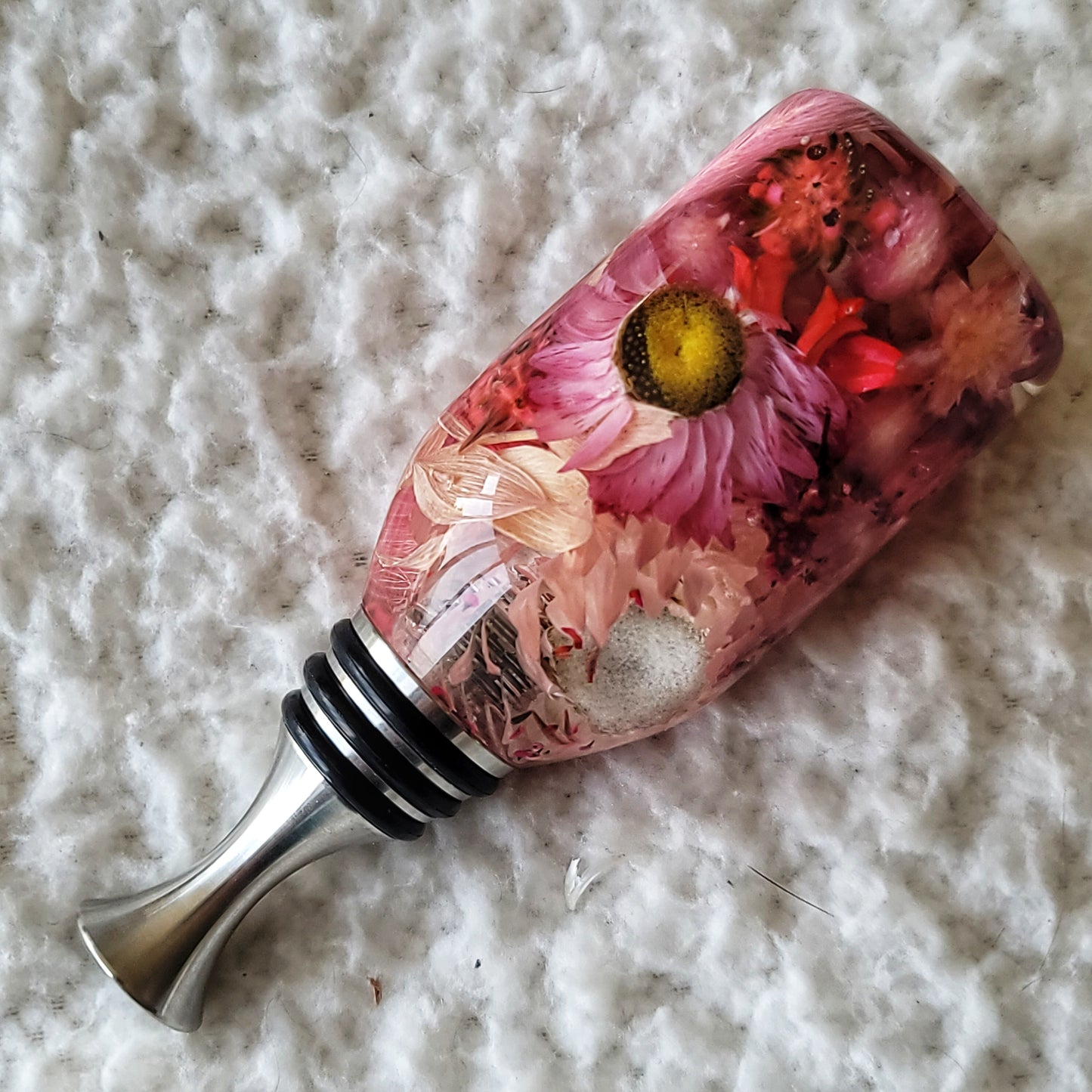 Pink Floral Bottle Stopper