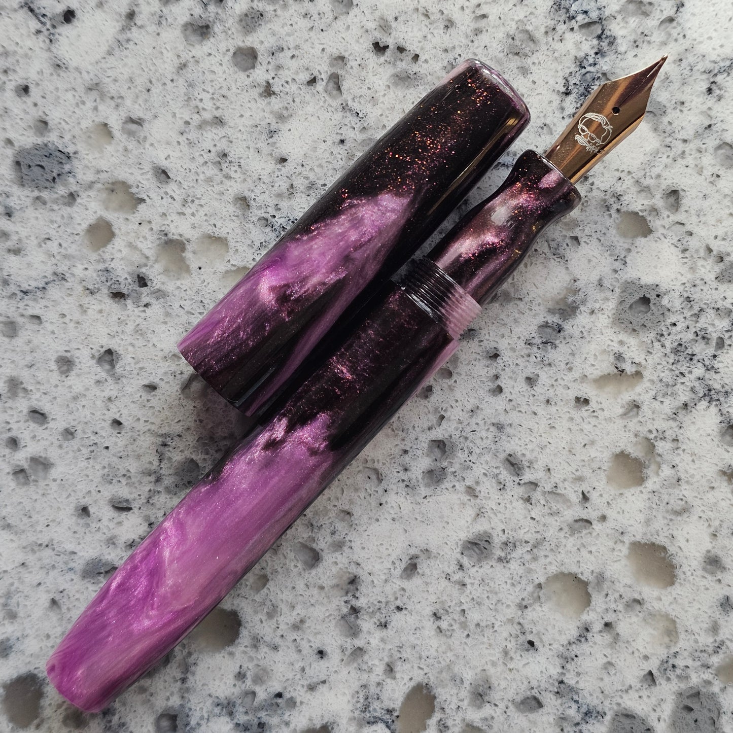 Pasquale Purply Floral Finial Fountain Pen