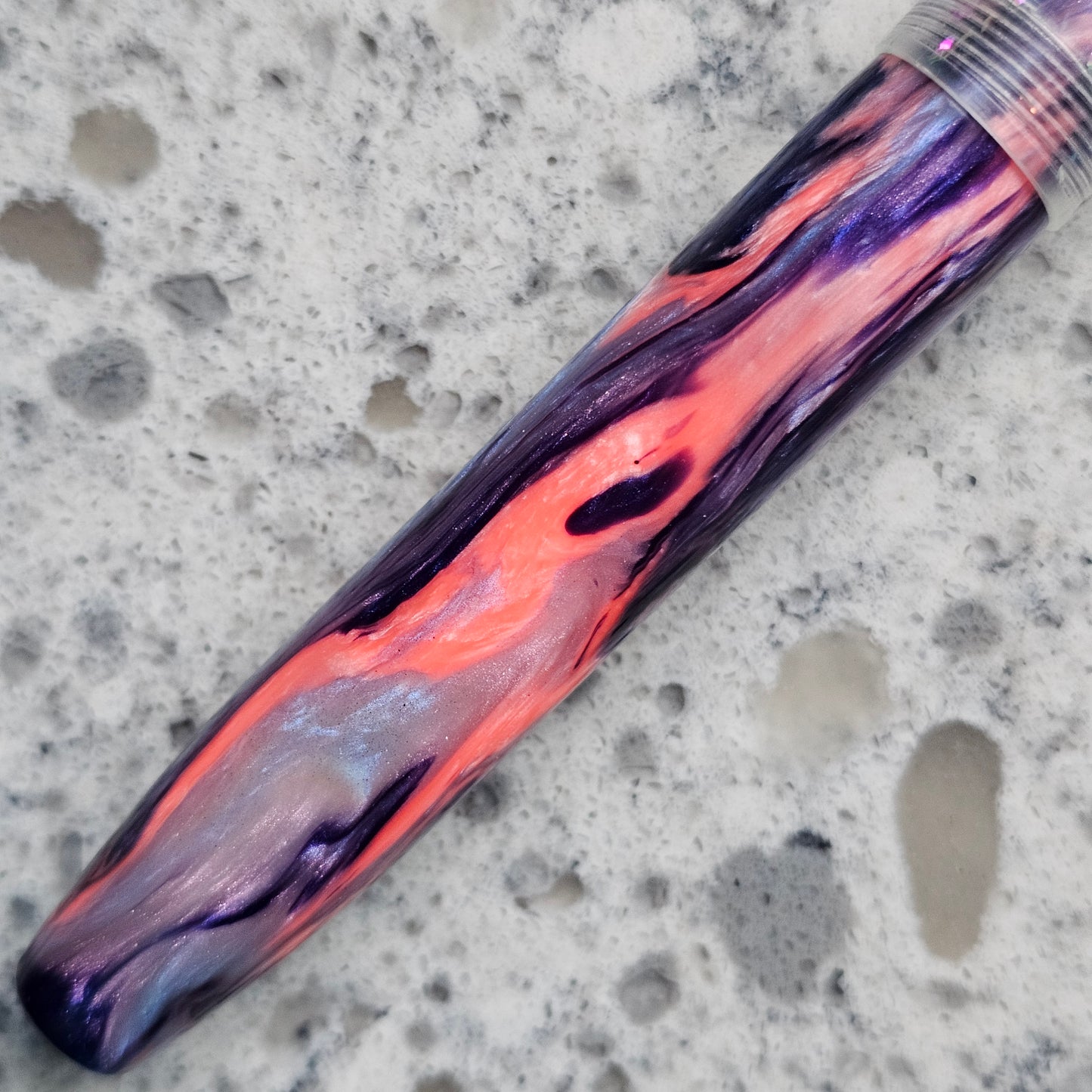 Electric Agate Floral Finial Fountain Pen