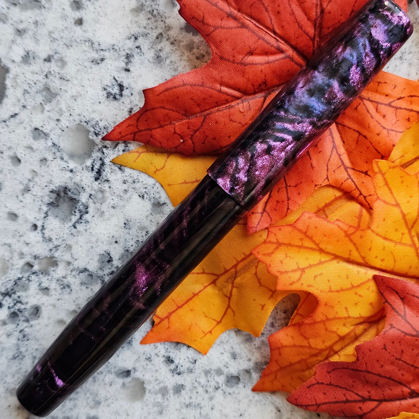 Nocturnal Floral Finial Fountain Pen
