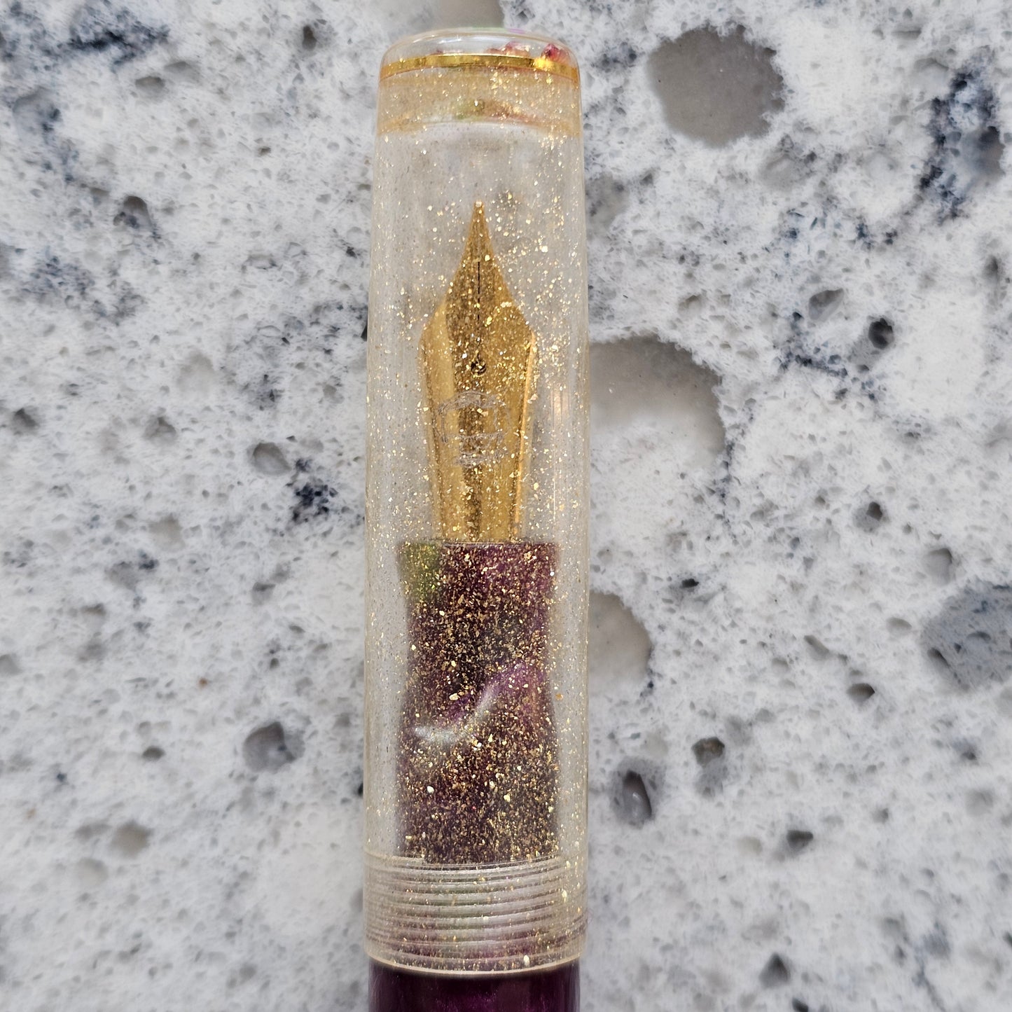 Purply/Green Floral Finial Fountain Pen