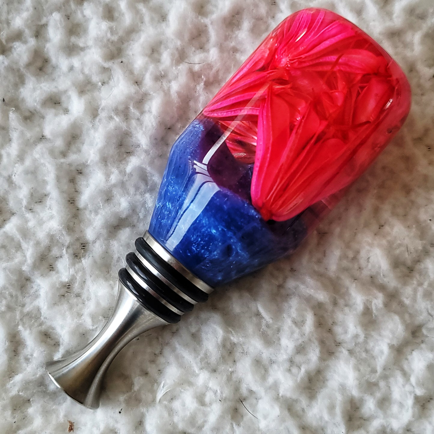 Hot Pink/Blue Floral Bottle Stopper