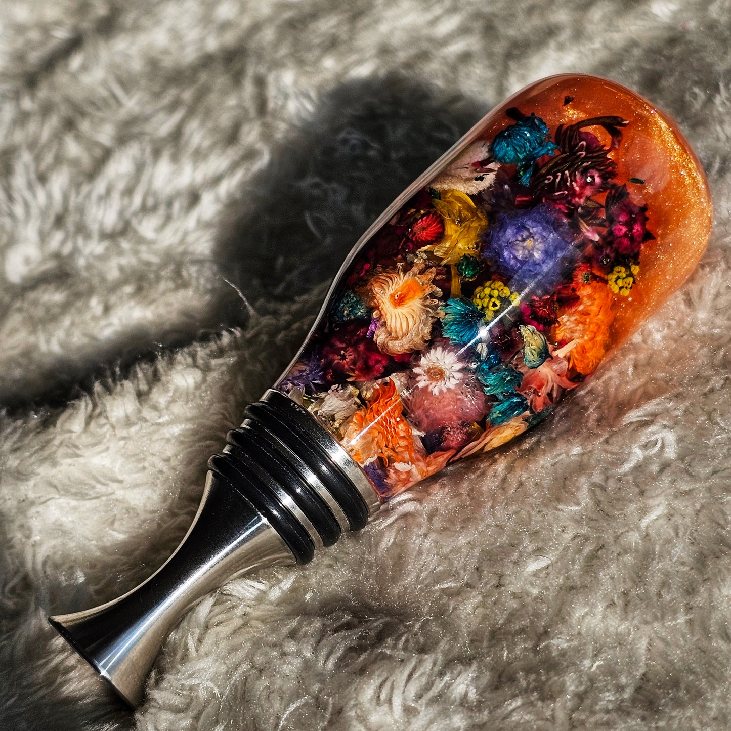 Confetti/Peach Sparkle Floral Bottle Stopper