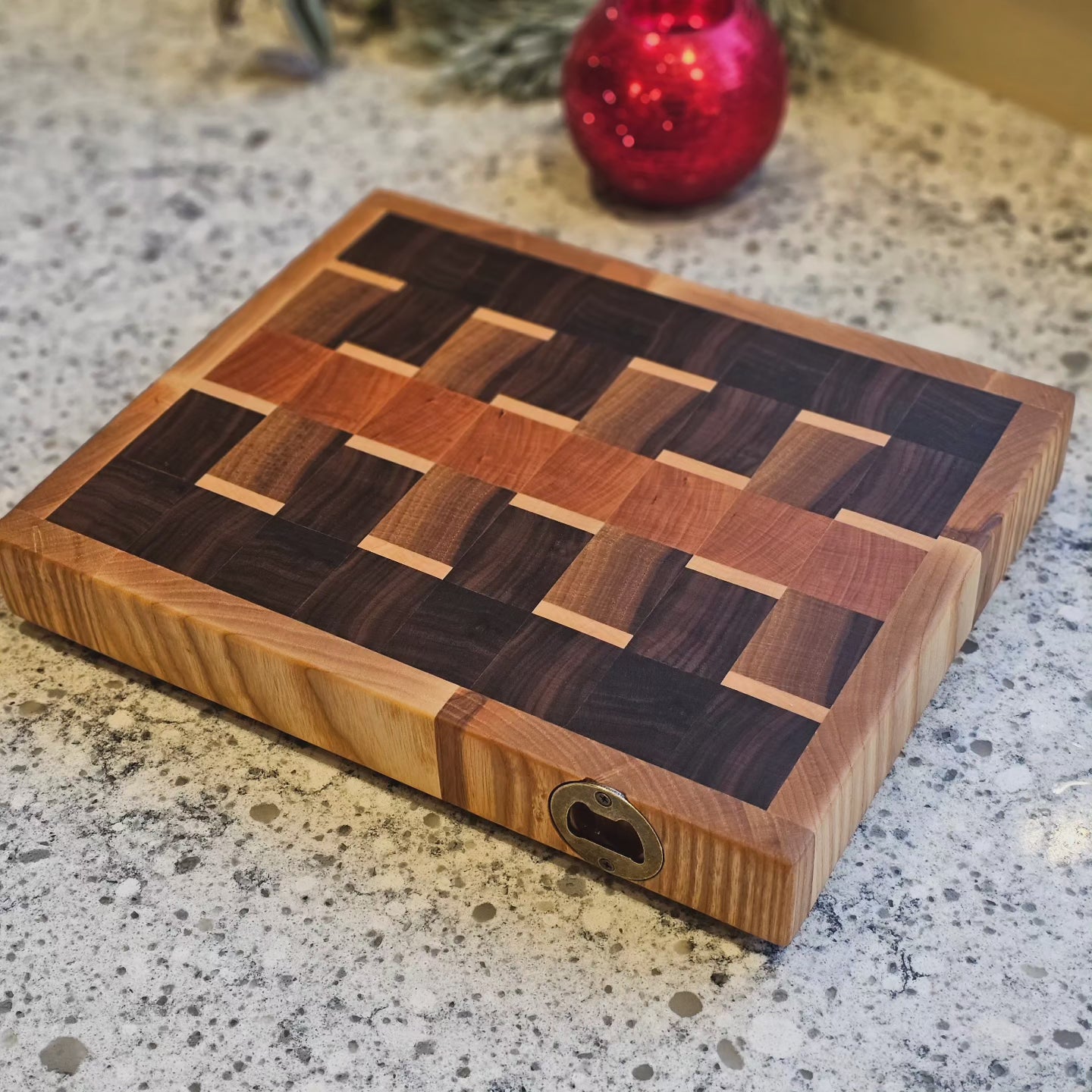 Endgrain Bar Board with Bottle Opener