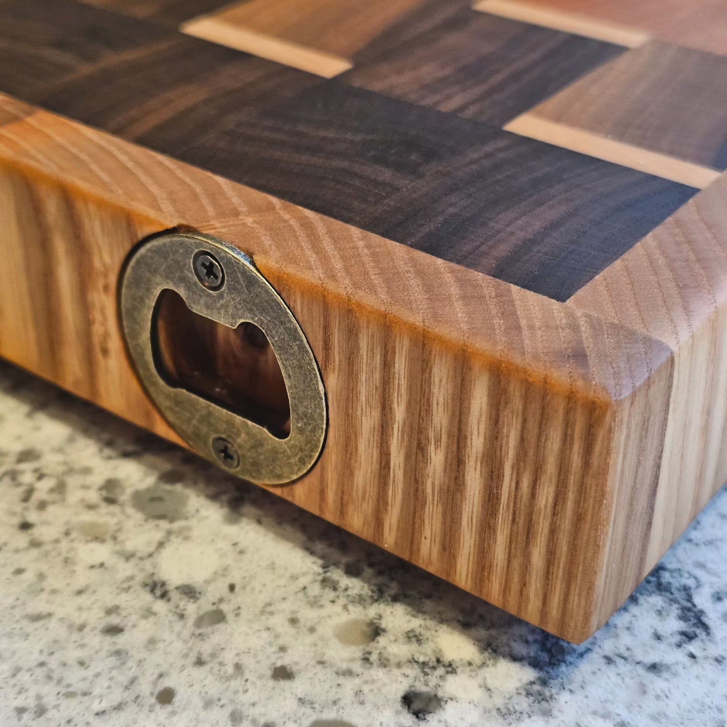 Endgrain Bar Board with Bottle Opener