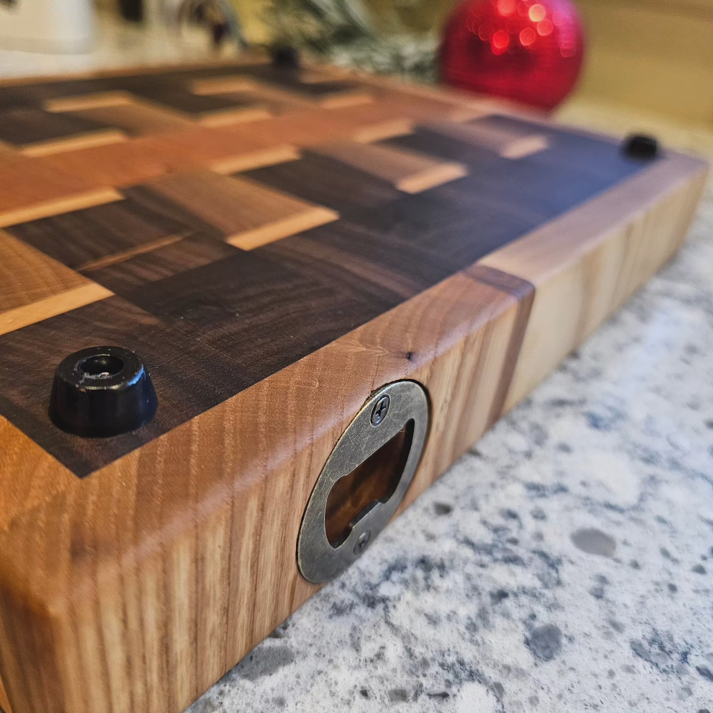 Endgrain Bar Board with Bottle Opener