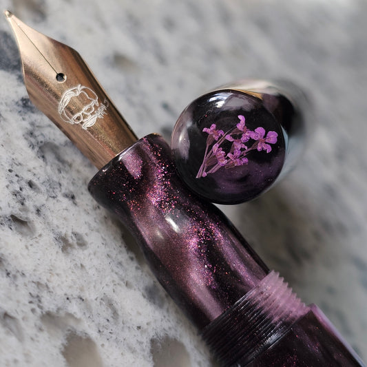 Pasquale Purply Floral Finial Fountain Pen