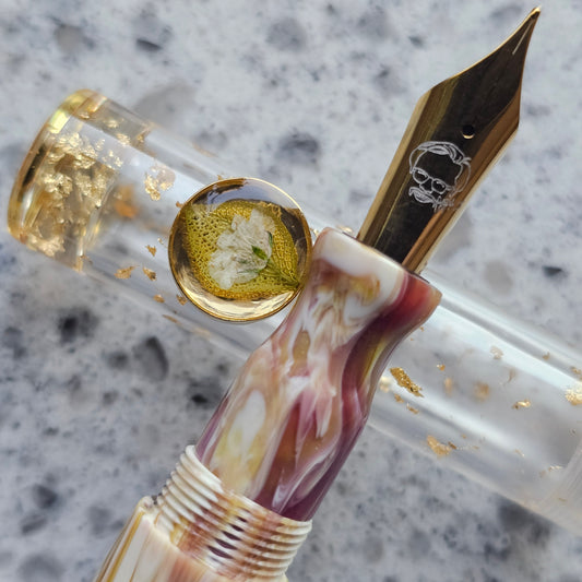 Brooks Lily Pad Koi Floral Finial Fountain Pen