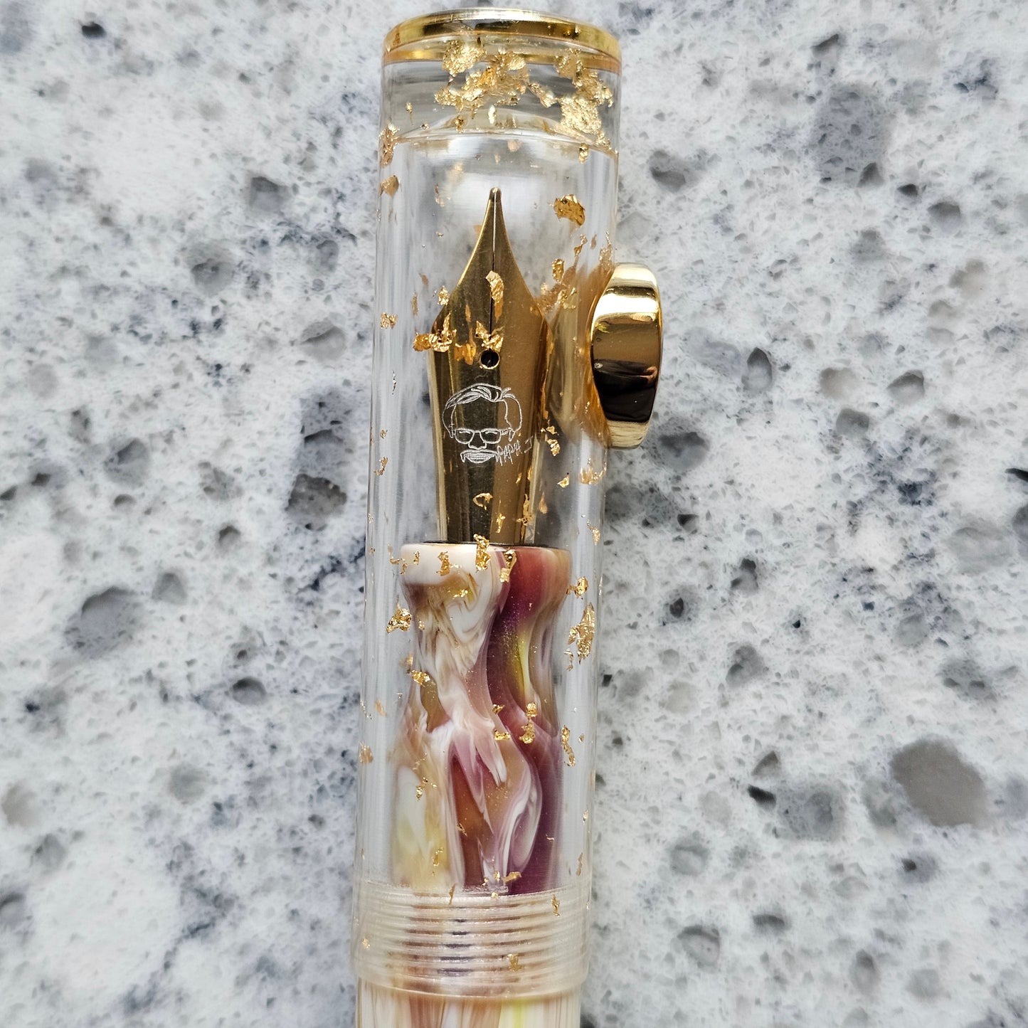 Brooks Lily Pad Koi Floral Finial Fountain Pen