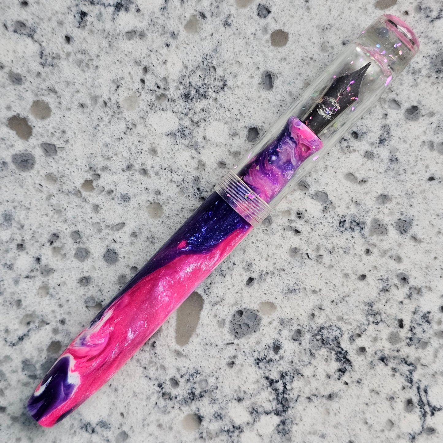 April Orchid Floral Finial Fountain Pen