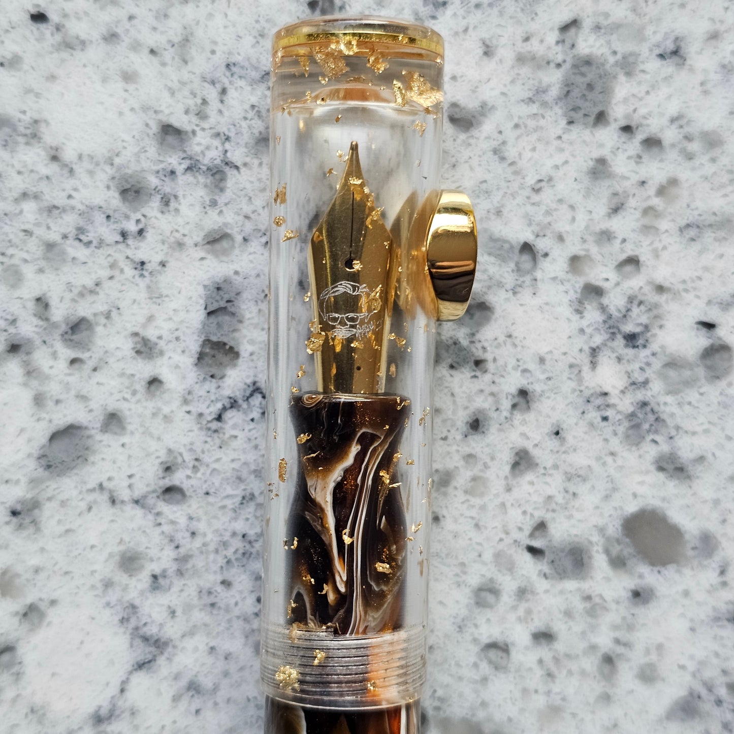Brooks Calico Koi Floral Finial Fountain Pen