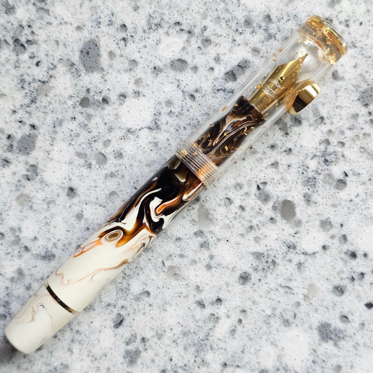 Brooks Calico Koi Floral Finial Fountain Pen