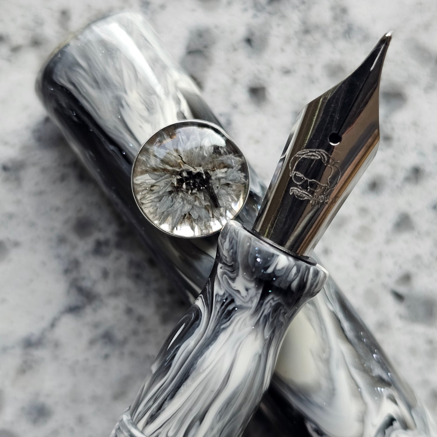 Brooks Fubuki Koi Floral Finial Fountain Pen