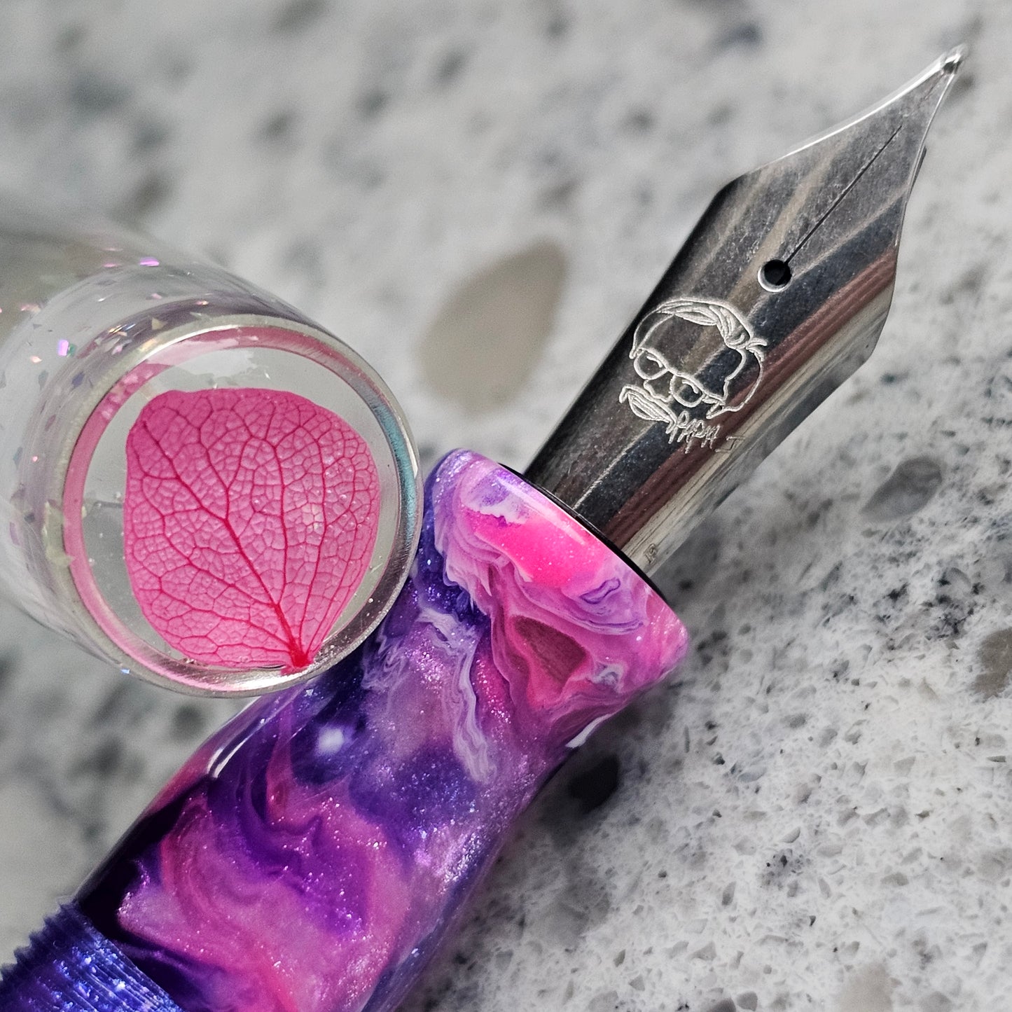 April Orchid Floral Finial Fountain Pen
