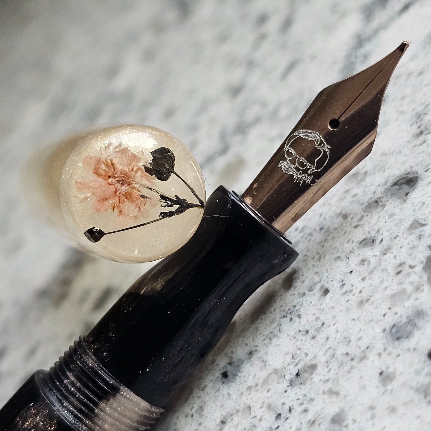 Peanut's Dark Secret Floral Finial Fountain Pen