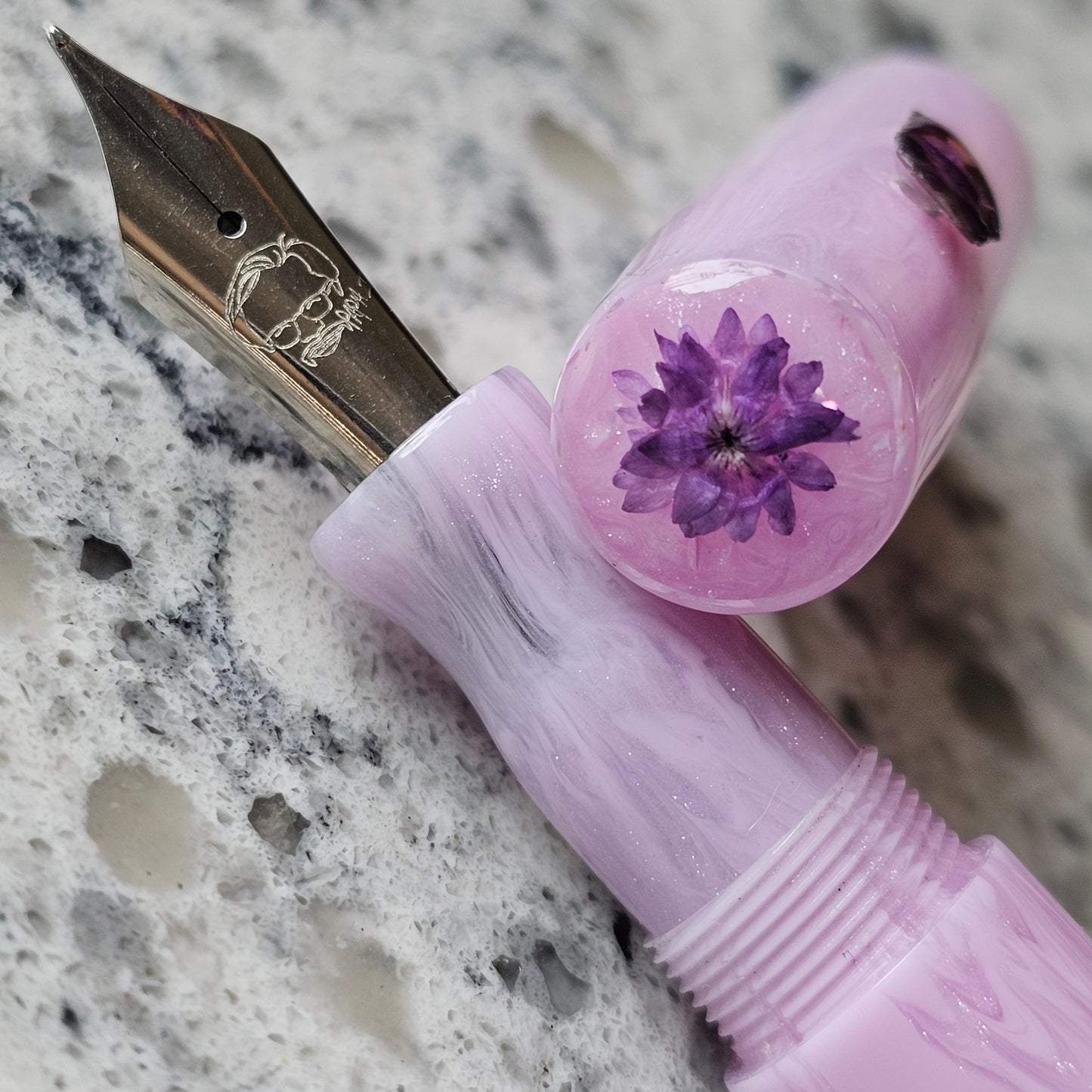 Lavender Floral Finial Fountain Pen