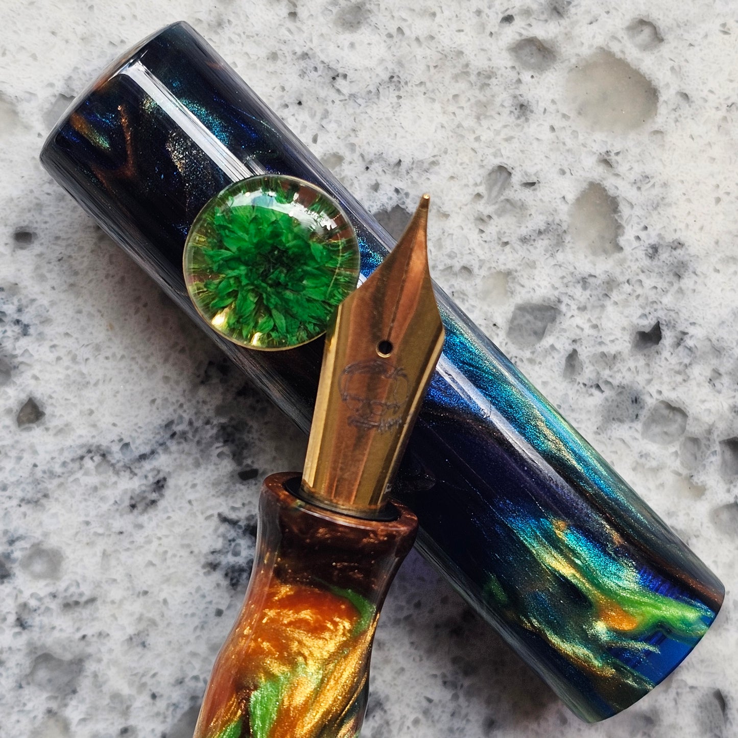 Ocean Cenote Floral Roll Stop Fountain Pen